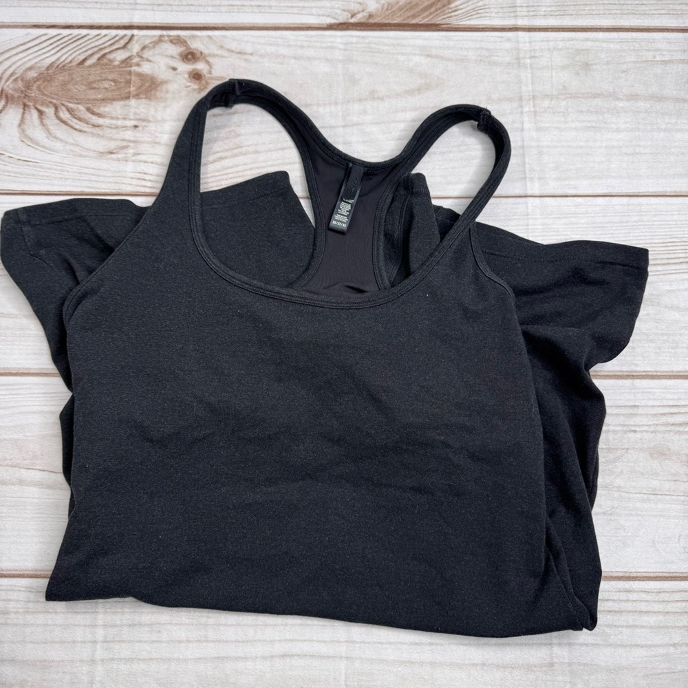 SKIMS Black Racerback shorts body suit